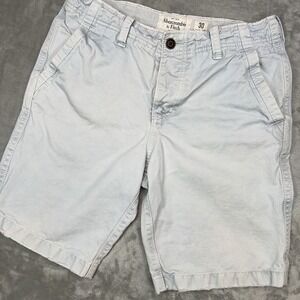 ABERCROMBIE & FITCH Shorts Mens 30 Pale Blue 9.5" Inseam Button Fly Casual Chino